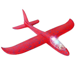 Avion Planor cu Pilot, Kaveny, Din Polistiren, Cu Lumini in Cabina Pilotului, Lungime 47 cm, Rosu