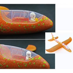 Avion Planor cu Pilot, Kaveny, Din Polistiren, Cu Lumini pe Toata Lungimea, 47 cm, Portocaliu