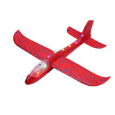Avion planor din polistiren in punga , lungime 47 cm, cu lumini pe toata lungimea, Rosu , Kaveny
