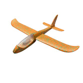 Avion planor din polistiren in punga , lungime 47 cm , cu lumini pe varf, Portocaliu, Kaveny