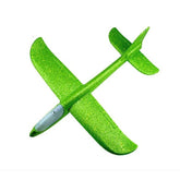 Avion planor din polistiren in punga , lungime 47 cm , Verde, cu lumini pe cap, Kaveny