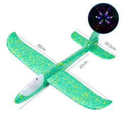 Avion Planor Kaveny, cu Lumini pe Toata Lungimea, din Poliester, 48 cm, Verde