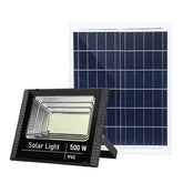 Proiector LED SMD 500W cu incarcare solara Kaveny, panou solar, cu telecomanda, suport prindere, material ABS, 18AH, 400 LED-uri, temperatura culoare 6500k, 32x26x9 cm, negru