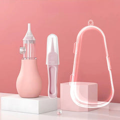 Set Aspirator Nazal pentru Copii, Kaveny, Manual, Anti-Reflux, cu Pompita, Usor de Curatat, Varf din Silicon, 11.2x4cm, Roz