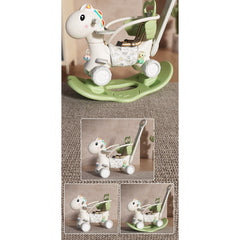 Balansoar pentru Copii, Kaveny, 3in1, cu Spatar si Bara de Siguranta, Maner cu Cos de Basket, Tava de Masa, 80 x 43 x 83 cm, din Plastic, + 3 Ani, Verde