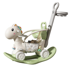 Balansoar pentru Copii, Kaveny, 3in1, cu Spatar si Bara de Siguranta, Maner cu Cos de Basket, Tava de Masa, 80 x 43 x 83 cm, din Plastic, + 3 Ani, Verde
