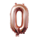 Balon din Folie Kaveny, Cifra 0, 81 cm, Pentru Aer sau Heliu, Bulk, Roz Auriu