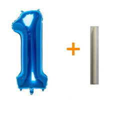 Balon din Folie Kaveny, Cifra 1, 81 cm, Pentru Aer sau Heliu, Bulk, Albastru
