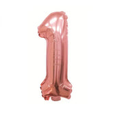 Balon din Folie Kaveny, Cifra 1, 81 cm, Pentru Aer sau Heliu, Roz Auriu