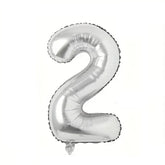 Balon din Folie Kaveny, Cifra 2, 81 cm, Pentru Aer sau Heliu, Bulk, Argintiu