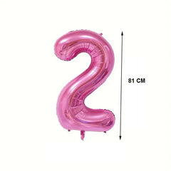 Balon din Folie Kaveny, Cifra 2, 81 cm, Pentru Aer sau Heliu, Mov