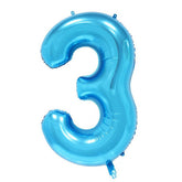 Balon din Folie Kaveny, Cifra 3, 81 cm, Pentru Aer sau Heliu, Albastru