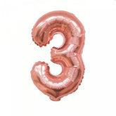 Balon din Folie Kaveny, Cifra 3, 81 cm, Pentru Aer sau Heliu, Bulk, Roz Auriu