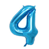 Balon din Folie Kaveny, Cifra 4, 81 cm, Pentru Aer sau Heliu, Bulk, Albastru