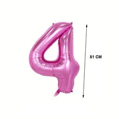 Balon din Folie Kaveny, Cifra 4, 81 cm, Pentru Aer sau Heliu, Bulk, Mov