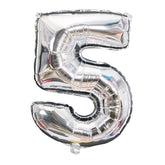 Balon din Folie Kaveny, Cifra 5, 81 cm, Pentru Aer sau Heliu, Bulk, Argintiu
