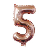 Balon din Folie Kaveny, Cifra 5, 81 cm, Pentru Aer sau Heliu, Bulk, Roz Auriu