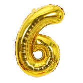 Balon din Folie Kaveny, Cifra 6, 81 cm, Pentru Aer sau Heliu, Bulk, Auriu
