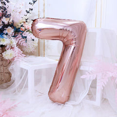 Balon din Folie Kaveny, Cifra 7, 81 cm, Pentru Aer sau Heliu, Bulk, Roz Auriu