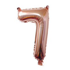 Balon din Folie Kaveny, Cifra 7, 81 cm, Pentru Aer sau Heliu, Bulk, Roz Auriu