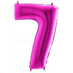 Balon din Folie, Kaveny, Cifra 7, Tema Aniversare, 81 cm, Ambalaj Individual, Pai inclus, Umflare cu Aer sau Heliu, Bulk, Mov