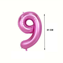 Balon din Folie Kaveny, Cifra 9, 81 cm, Pentru Aer sau Heliu, Bulk, Mov