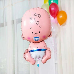 Balon din Folie Metalizata, Kaveny, Figurina Baietel, Tema Botez, 73x48 cm, Ambalaj Individual, Pai Inclus, Umflare cu Aer sau Heliu, Albastru