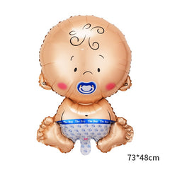 Balon din Folie Metalizata, Kaveny, Figurina Baietel, Tema Botez, 73x48 cm, Ambalaj Individual, Pai Inclus, Umflare cu Aer sau Heliu, Albastru
