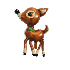 Balon din Folie Metalizata, Kaveny, Figurina Caprioara, Tema Animalute, 75-80 cm, Ambalaj Individual, Pai Inclus, Umflare cu Aer sau Heliu, Maro