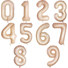 Balon din Folie Metalizata, Kaveny, Figurina Cifra, Model 5, Tema Aniversare 100 cm, Ambalaj Individual, Pai Inclus, Umflare cu Aer sau Heliu, Crem