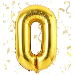 Balon din Folie Kaveny, Cifra 0, 81 cm, Pentru Aer sau Heliu, Bulk, Auriu