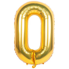 Balon din Folie Kaveny, Cifra 0, 81 cm, Pentru Aer sau Heliu, Bulk, Auriu