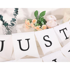 Banner Decorativ, Kaveny, Model Just Married, Tematica Nunta, Alb-Negru