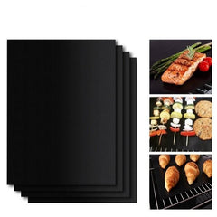 Set 4 Folii Antiaderente din Teflon, Kadeny, Multifunctionale, Rezistente la Apa si Temperaturi Ridicate, pentru Gratar, Cuptor, BBQ Grill, 40x33 cm, Negru