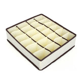 Cutie De Depozitare, Kaveny, Pentru Lenjerie, Sosete Si Sutiene, Material Textil, 24 Compartimente, 32 x 32 x 10 cm, Culoare Bej