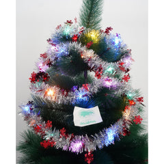 Beteala Craciun cu LED, Rosie, model cu fulgi de nea, 2 m x 5 cm, PVC, Sir, Artificiala, Kadeny