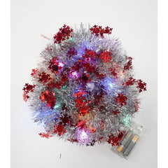 Beteala Craciun cu LED, Rosie, model cu fulgi de nea, 2 m x 5 cm, PVC, Sir, Artificiala, Kadeny