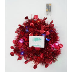 Beteala Craciun cu LED, Rosie, model cu paiete rotunde, 2 m x 5 cm, PVC, Sir, Artificiala, Kadeny