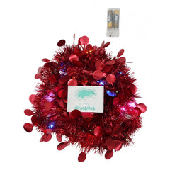 Beteala Craciun cu LED, Rosie, model cu paiete rotunde, 2 m x 5 cm, PVC, Sir, Artificiala, Kadeny