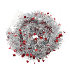 Beteala Craciun cu LED, Rosie, model cu stelute, 2 m x 5 cm, PVC, Sir, Artificiala, Kadeny