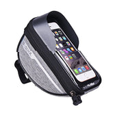 Borseta bicicleta impermeabila cu husa pentru telefon Kaveny, montare pe ghidon, compatibila cu telefoane de pana la 16 cm, spatiu depozitare, 18.5x9.5 cm, gri