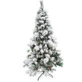 Brad artificial de Craciun nins intens, decorat cu conuri pin, pentru interior/exterior, inaltime 180 cm, diametru 120 cm, 502 ramuri, Kadeny, alb/verde, suport metalic inclus