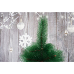 Brad artificial de Craciun tip pin, clasic, pentru interior/exterior, inaltime 210 cm, Kadeny, verde, suport metalic inclus