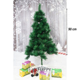 Brad artificial de Craciun tip pin, clasic, pentru interior/exterior, inaltime 90 cm, Kadeny, verde, suport de plastic inclus