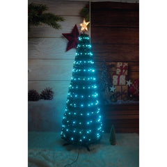 Brad artificial Pop-Up Kadeny, cu instalatie integrata, Lumini RGB, Suport inclus, Stea luminata, 304 Led, 180 cm, Material PVC, Verde