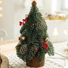 Decoratiune Craciun pentru Masa, Kadeny, Ornament de Decor Model Brad de Craciun de Dimensiuni Mici, pentru Birou si Interior, din Plastic 30 x 15 x 15 cm, Verde