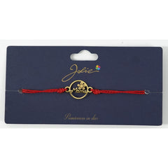 Martisor Bratara Primavara, Textil si Inox, Jolie, Snur Rosu, Model Mama, Auriu