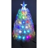 Brazi de Craciun albi cu fibra optica colorata cu flash lent - 150cm