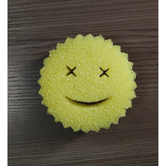 Burete de Vase, Kadeny, Rotund, din Burete PU, Model Smiley Face, Doua Fete, 10 x 4 cm, Galben