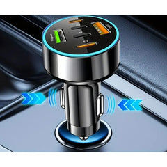 Incarcator Auto 6 in 1, Kadeny, 2 x Port USB Fast Charge QC3.0 si 4 x Type C, PD 65W, Negru